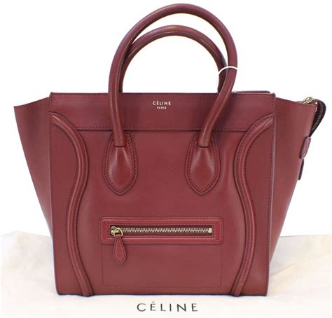 celine mini luggage tote red|Celine mini luggage tote sale.